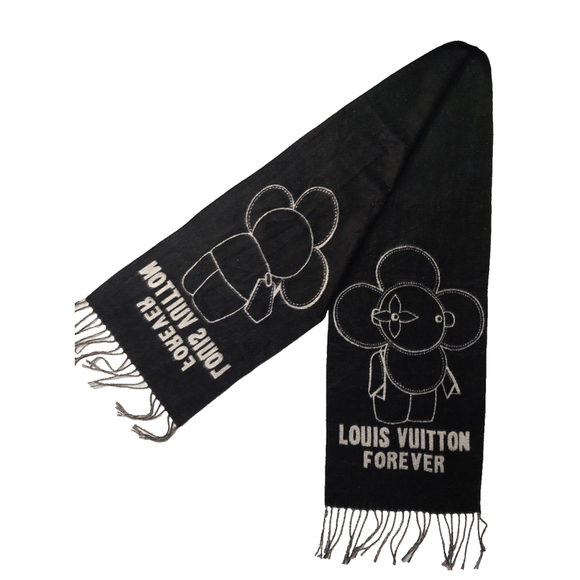 Louis Vuitton LV Forever Reversible Gray Black Cashmere Scarf Pre-Owned - Picture 9 of 16